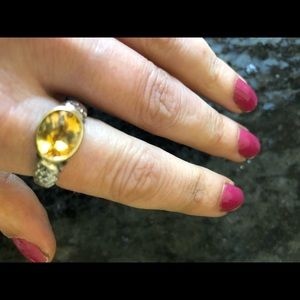 citrine 18k and sterling ring hallmarked AV